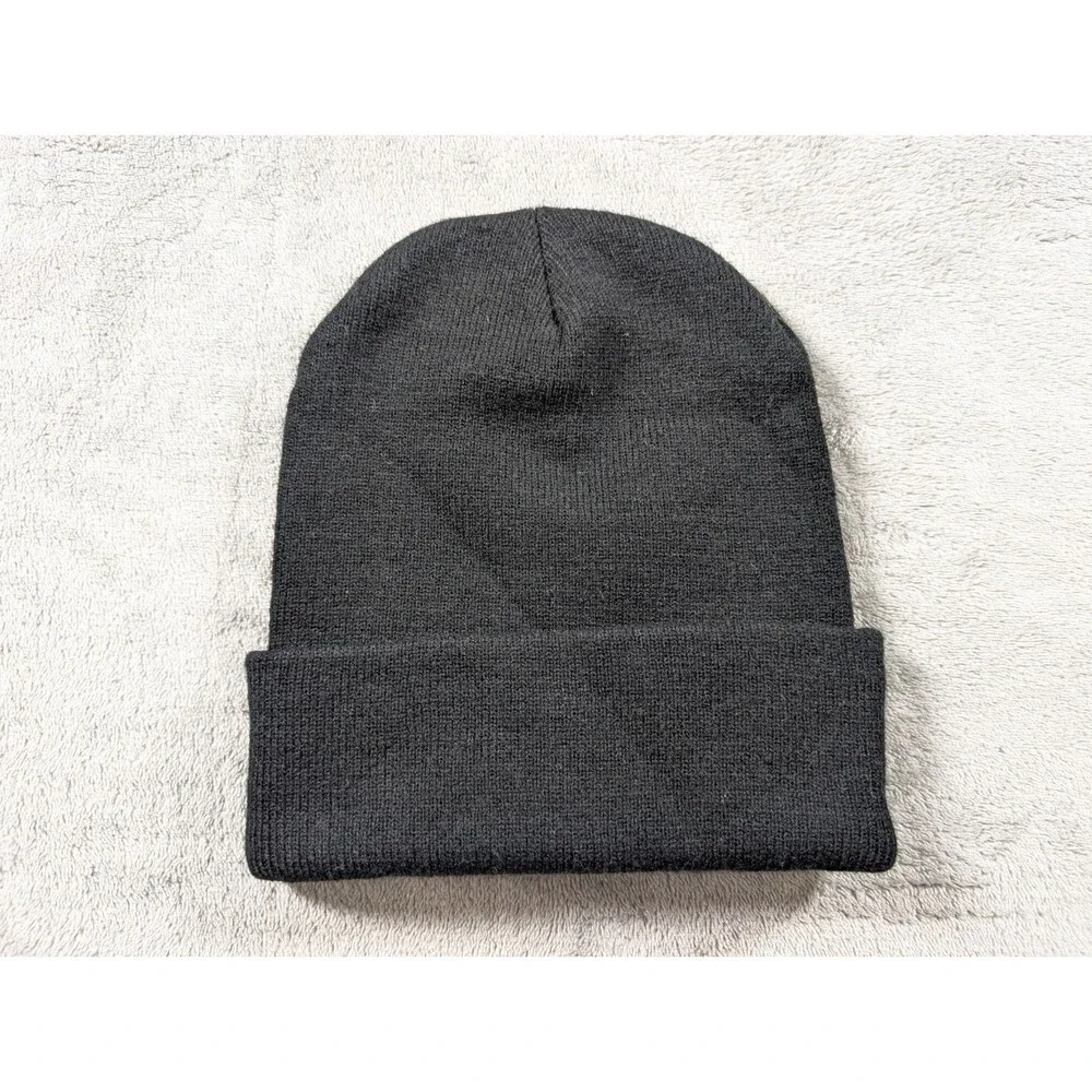 NY New York Beanie Black Knit Hat Cuffed Embroidered Logo Unisex New Acrylic